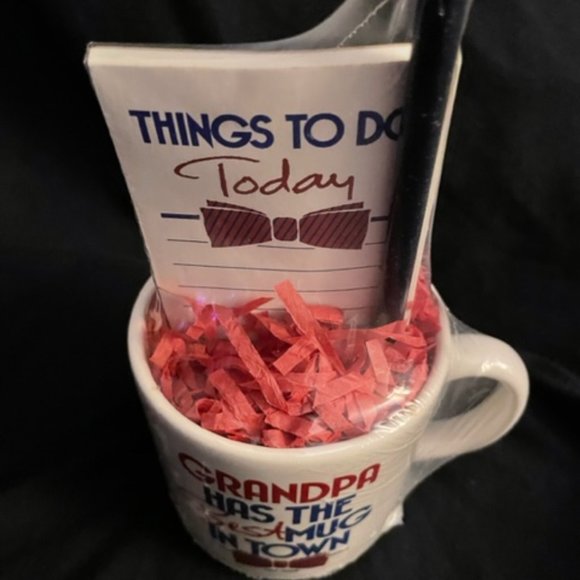 1992 Grandpa Mug Set  Grandpa Has the Best Mug in Town Bowtie  Mug Pad Pencil - Picture 5 of 8